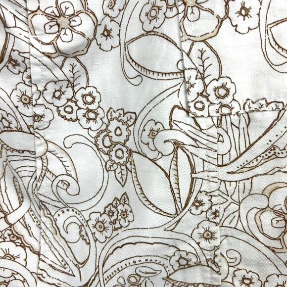 Eddie Bauer Womens 4 White Brown Cotton Linen Blend A-Line Floral Y2K Mini Skirt - Picture 4 of 6